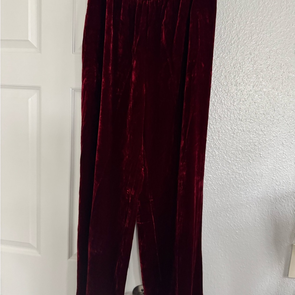 Jenny Helene Elegant Velvet Burgundy Pants